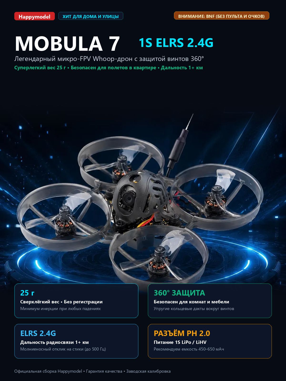 Квадрокоптер Happymodel Mobula 7 ELRS fpv