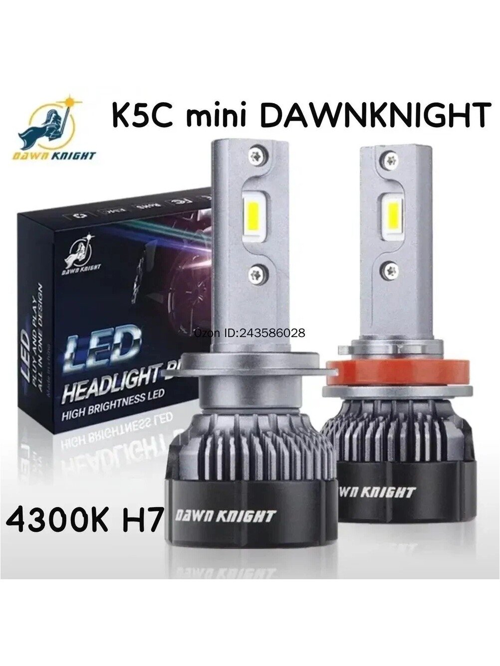 Лампа автомобильная H7, 4300 шт. арт. K5C mini DAWNKNIGHT 4300K