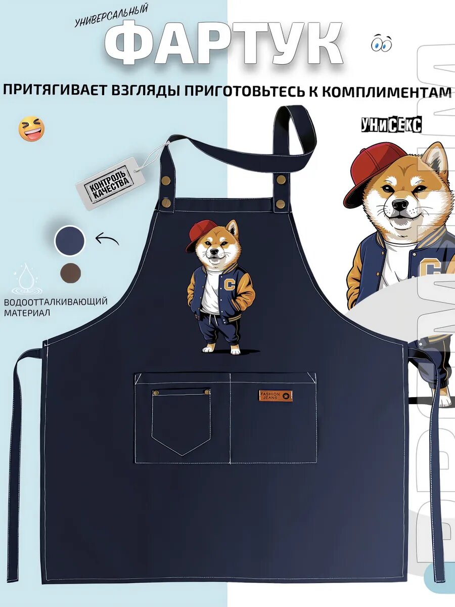 Фартук Акита Ину Akita Inu мультфильм уличный кухонный с принтом универсальный