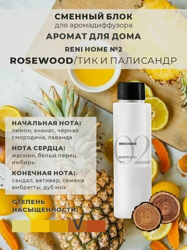 Изображение товара Сменный блок Reni Home 2 (Rosewood / Тик и полисандр), 100 мл, Аромат для дома