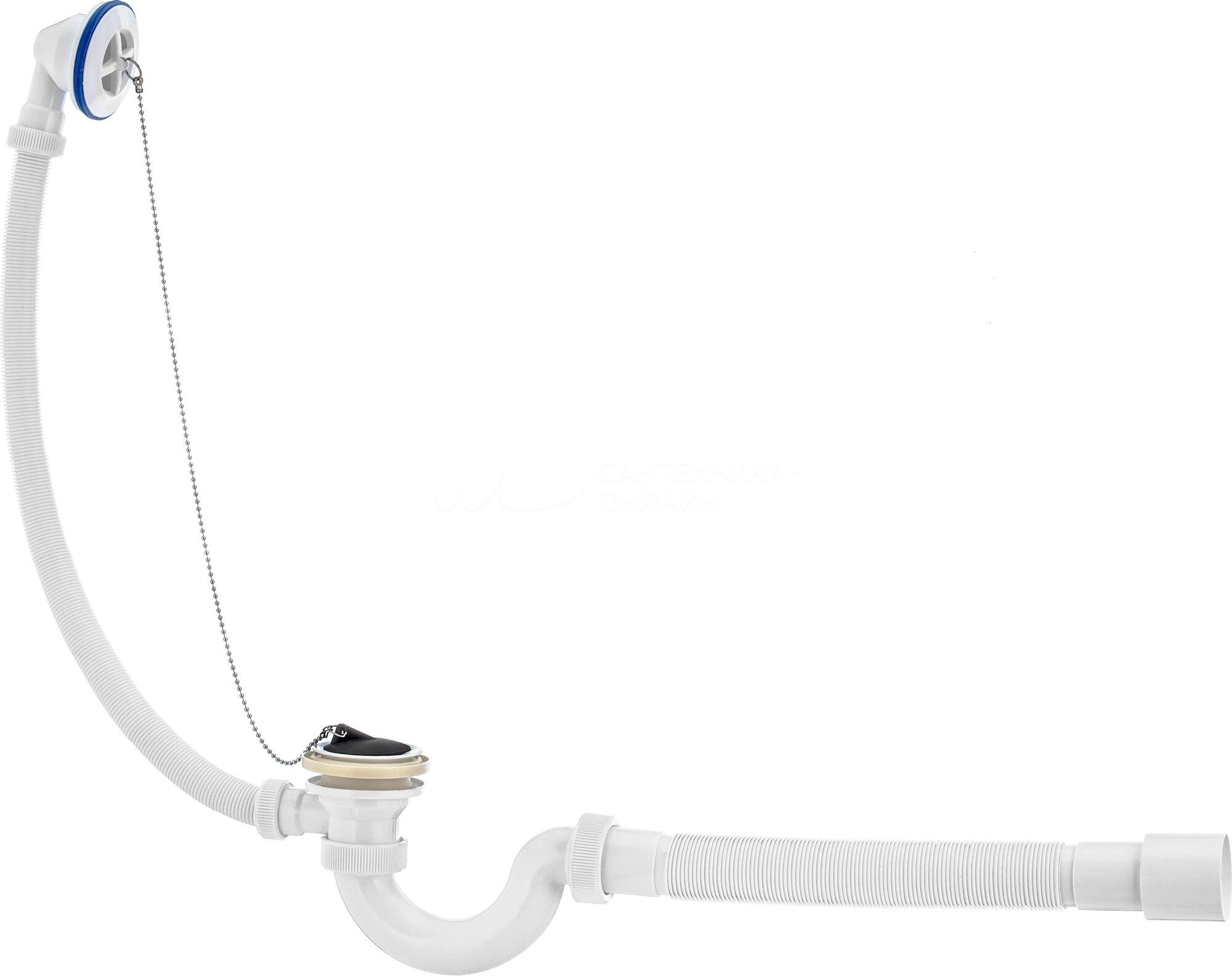 Сифон мини элит для ванн с гофротрубой, пластиковые чашки D40/50