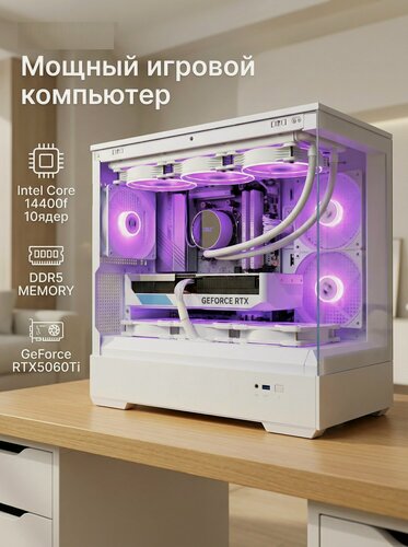 Изображение товара Игровой компьютер (системный блок) Intel Core i5-14400F/RTX 5060 Ti 8GB/16GB DDR5/SSD 1500Gb/750W/Win 11 Pro