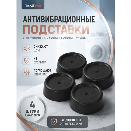 фото Антивибрационные подставки черные, круглые для бытовой техники libra plast