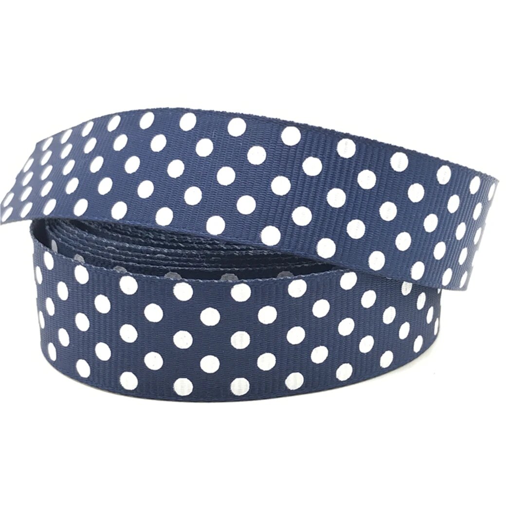 Лента полиэстер RYFDBMauve 5 ярдов, 20 мм, горошек Синий, Navy Blue
