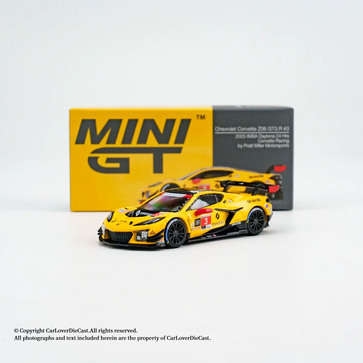 Машинка MINI GT 1:64 #1168 Chevrolet Corvette Z 06 GT3. R#3 Racing yellow Die-cast Alloy Model Collection Toy Children Gifts