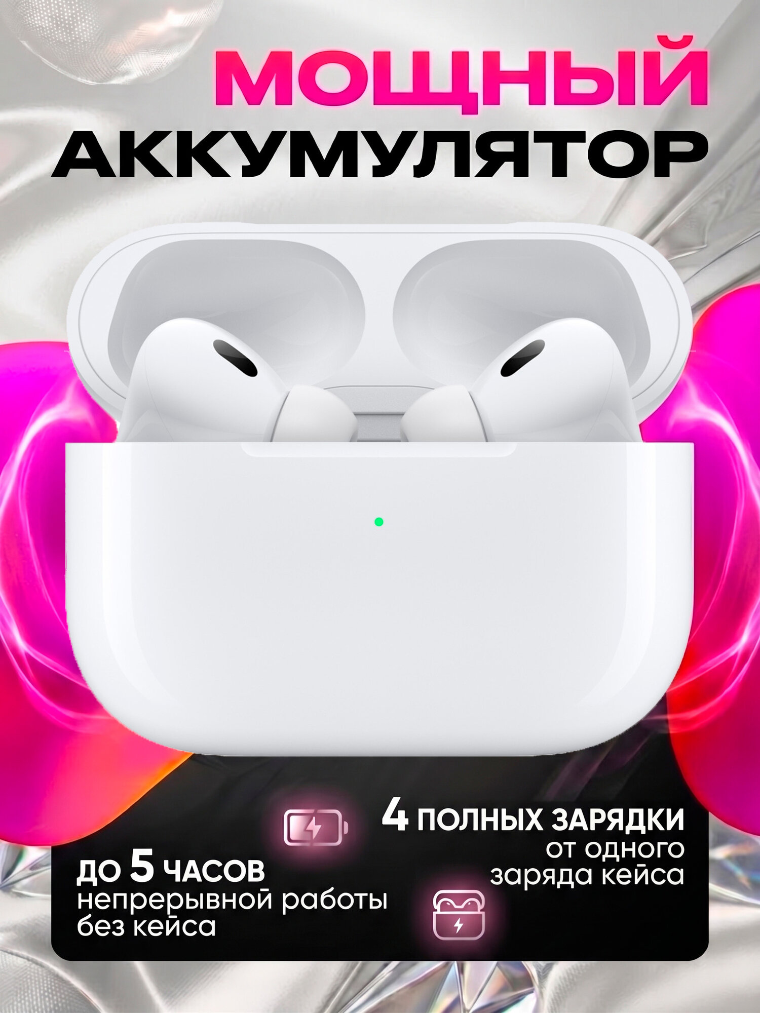 . Наушники беспроводные для телефона A.PODS Pro 2 AIR Type-C блок зарядки + чехол, с шумоподавлением, — фото 8