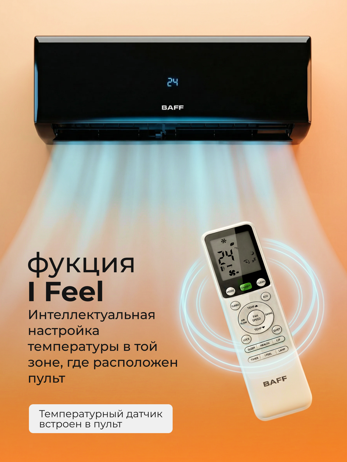 Сплит-система BAFF 18 KING Black, кондиционер 18 для дома настенный, зима, лето, для помещений до 54 м², черный — фото 1