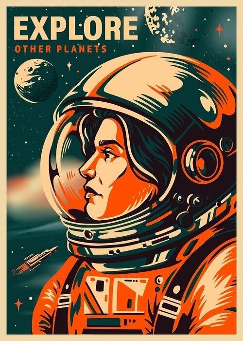 Космическая картина на холсте 30x42см, цвет 6