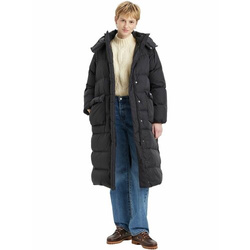 фото Пуховик levi's women western long bubble puffer, размер m, черный