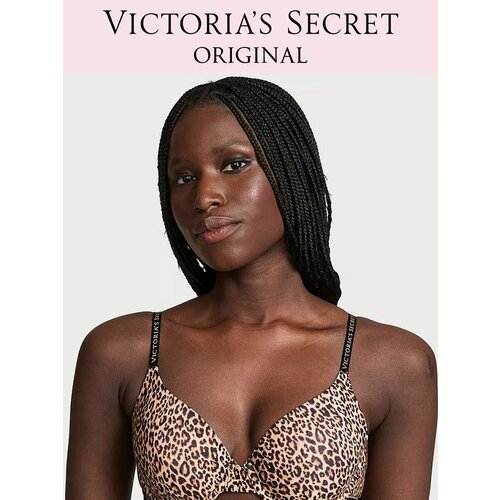 фото Бюстгальтер victoria's secret cotton lightly lined full-coverage bra, 1 шт., размер 38d, леопардовый