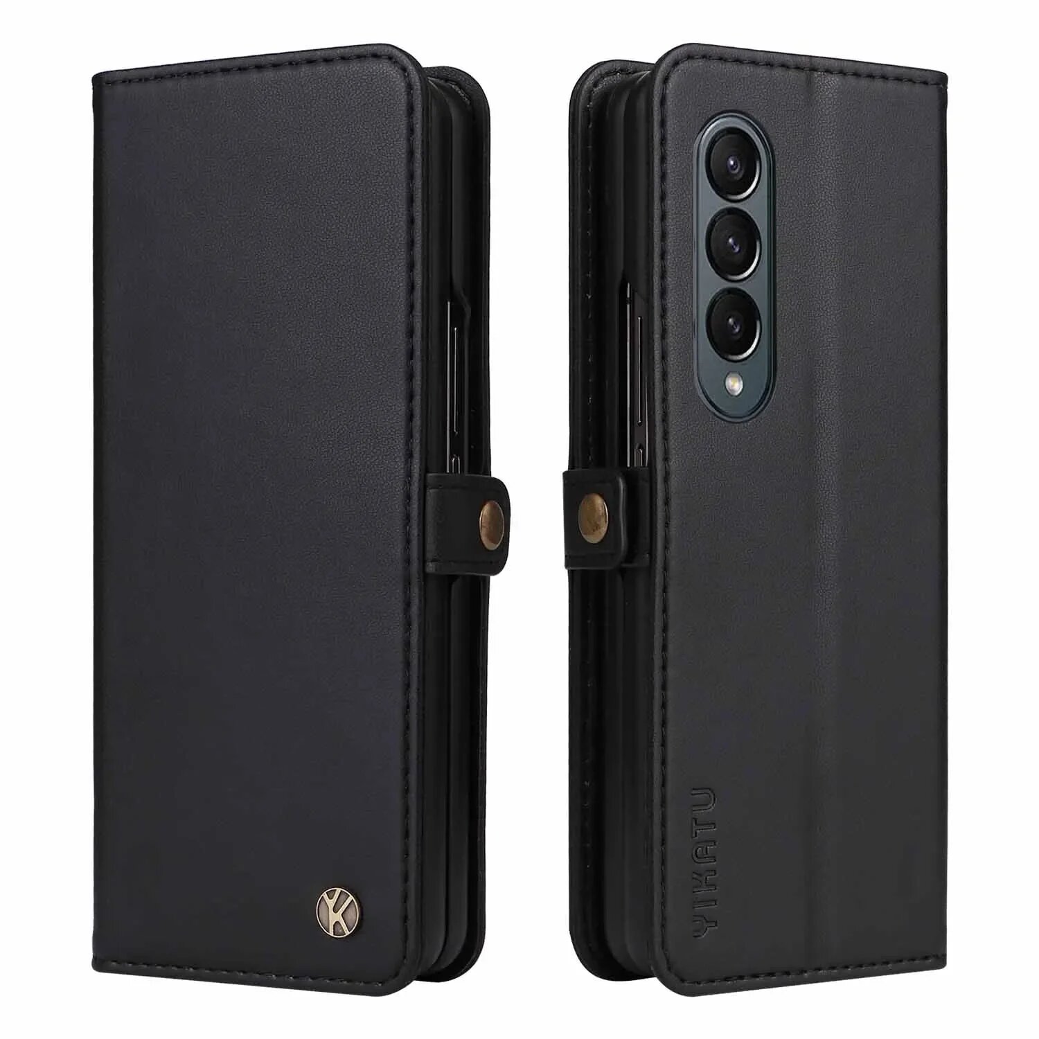 Чехол-кошелек Из Искусственной Кожи Для Samsung Galaxy Z Fold 4/3 Черный, Black, Galaxy Z Fold4