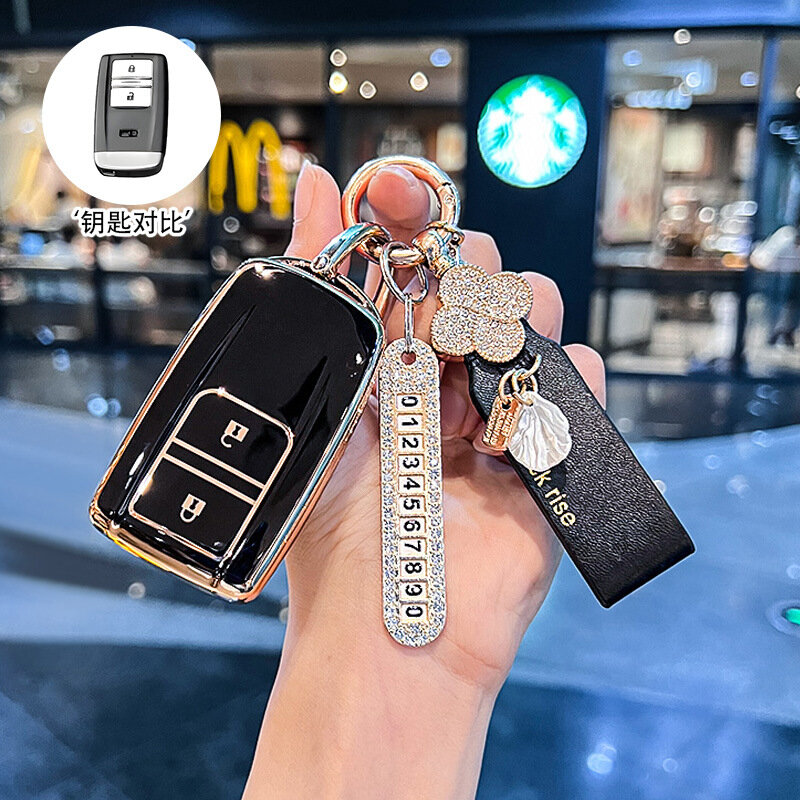 Ключевой чехол Acura RDX/CDX/MDX/NSX/TLX Smart 2-Key черный с новой удачной лентой и номерным табличкой