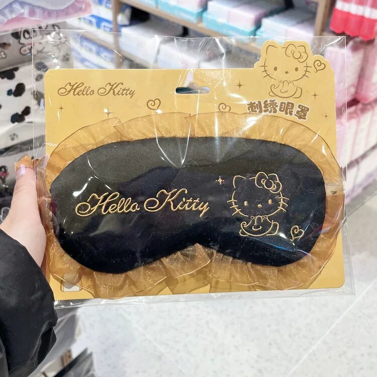 Вышитая маска для сна Хелло Китти MINISO Sanrio, карточная кружевная маска для сна, мягкий хлопковый повязка для