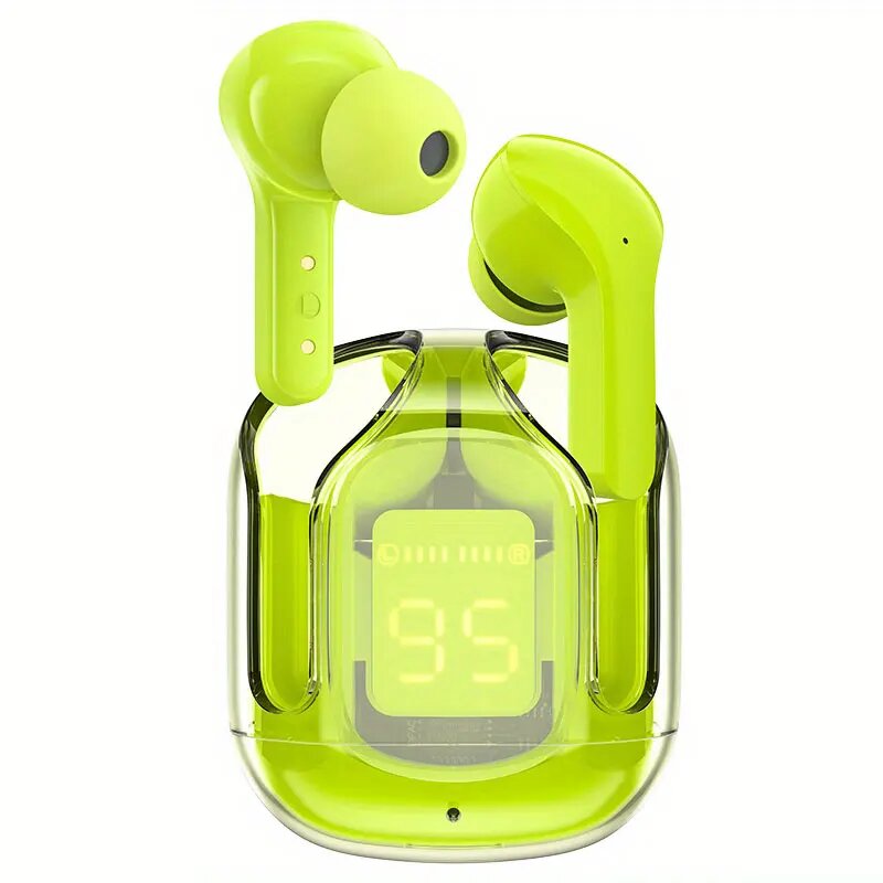 Беспроводные наушники T2 Bluetooth LED индикатор Зеленый, green