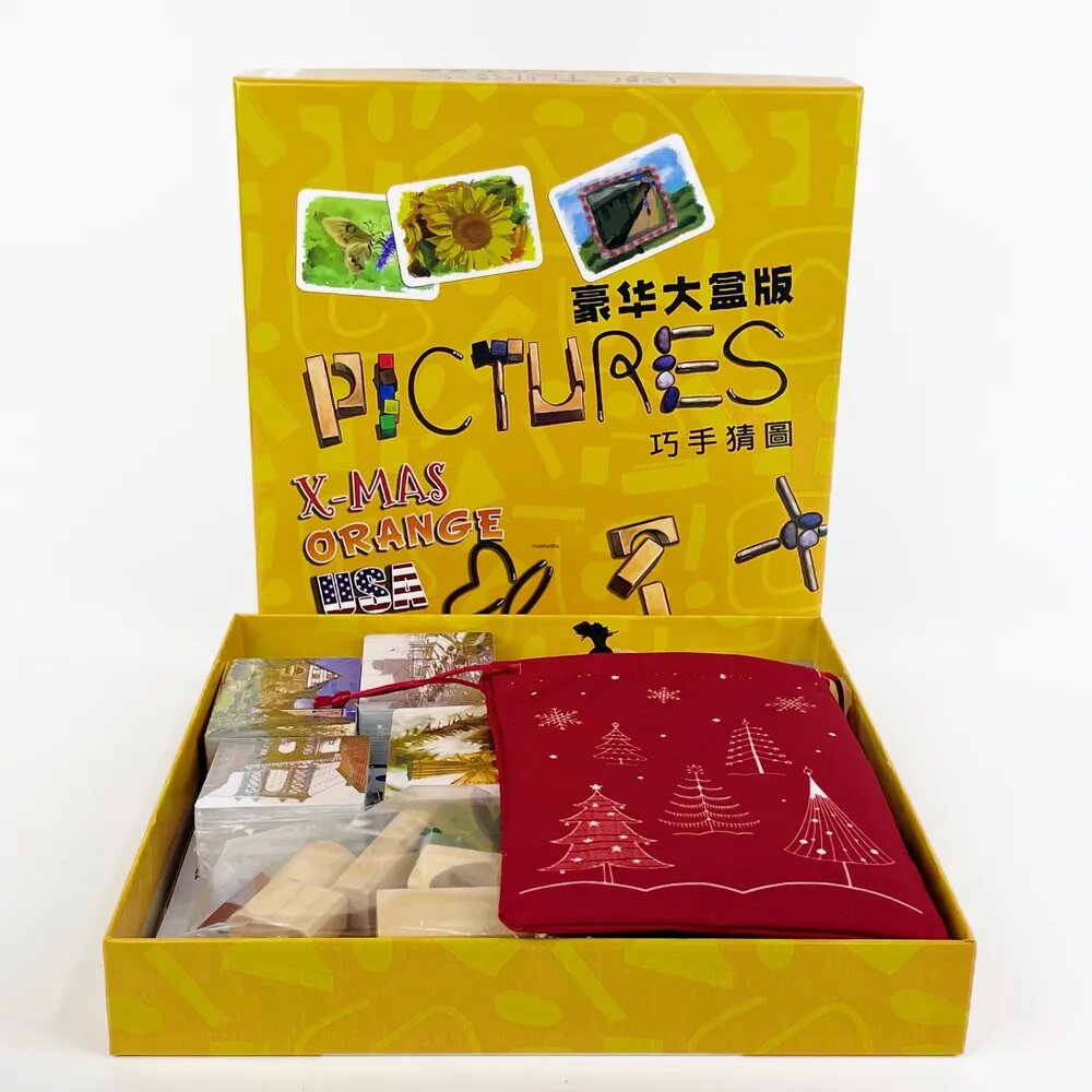 Настольная игра Pictures + 3 дополнения: Orange, X-Mas (Рождество), USA. Делюкс большая коробка, Игра для вечеринок, Лучший подарок на день рождения