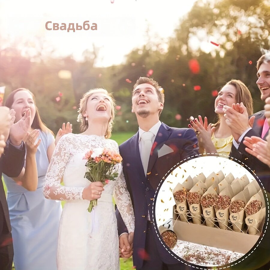 Бумажные конусы ручной работы для конфетти и лепестков 30 шт. с наклейками «Бросай меня» и пеньковой верёвкой 10 м, цвет под кожу