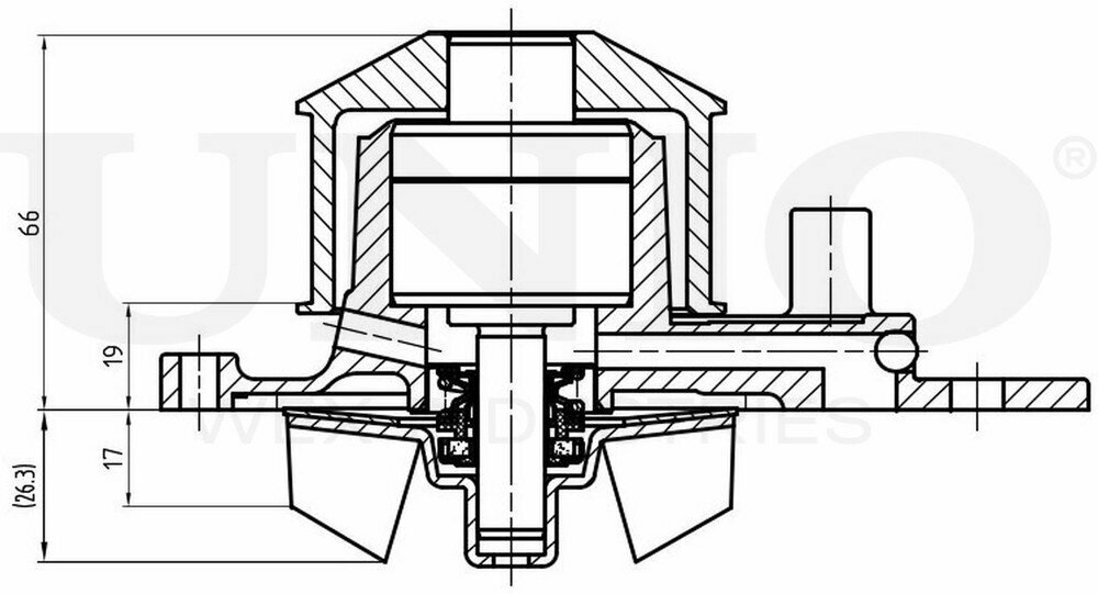 Помпа водяная UNIO WAP-10115 Kia Sorento 02-, CarnIVal 02-, Hyundai Terracan 01-