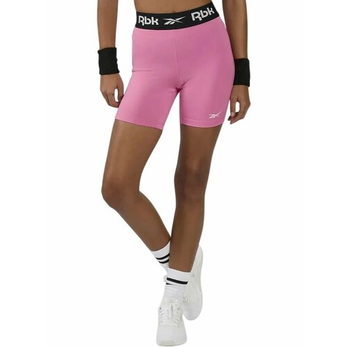 фото Шорты спортивные reebok identity train ruched biker shorts w, размер 2xl, розовый