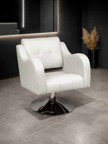 Изображение товара Парикмахерское кресло Волна, гидравлика, основание диск, Уютный мастер, белый