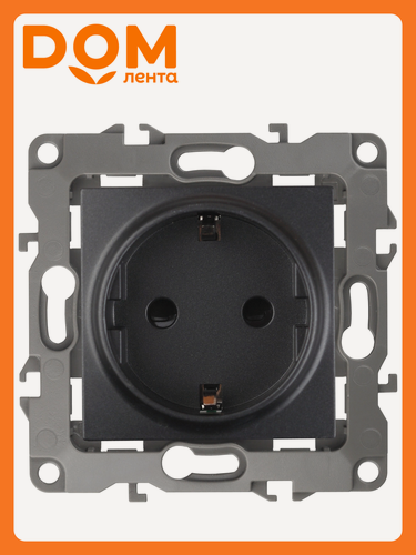 Изображение товара 12-2102-05 ЭРА Розетка 2P+E Schuko со шторками, 16A-250В, IP20, Эра12, антрацит