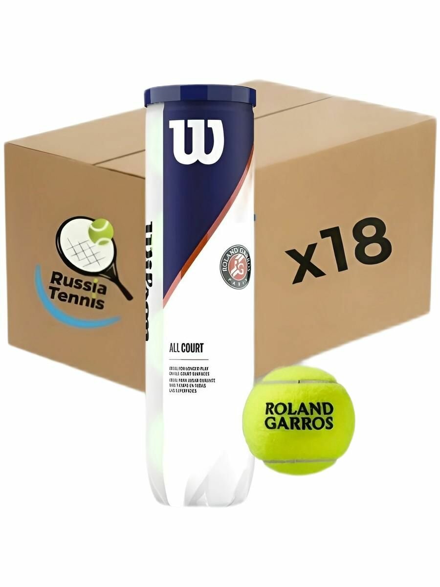 Коробка теннисных мячей Wilson Roland Garros 72 мяча
