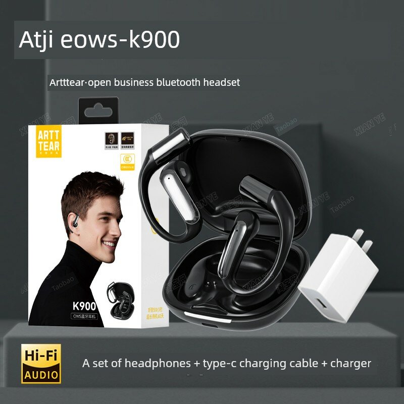 ARTTTEAR K900 Открытое ушное беспроводное наушники Bluetooth 5.4 с зарядным кейсом Черные 8 часов автономной работы