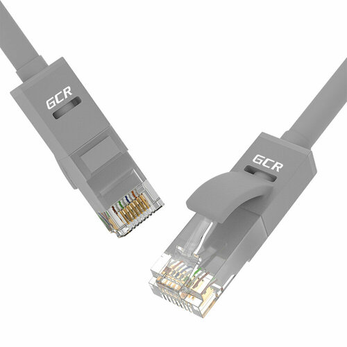 фото Gcr патч-корд прямой 1.0m utp кат.6, серый, 24 awg, литой, ethernet high speed, rj45, t568b