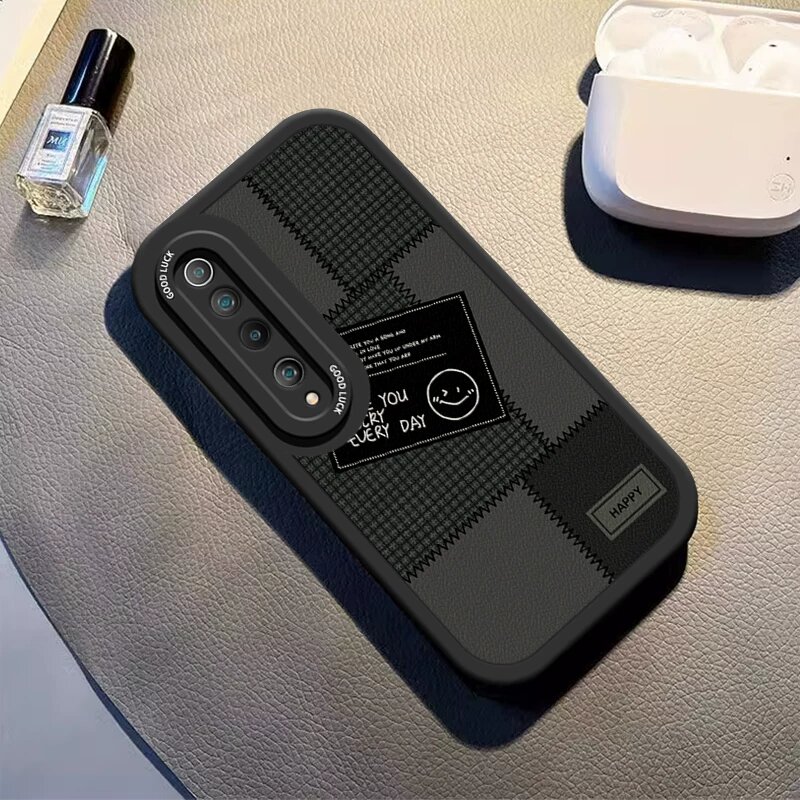 Силиконовый чехол для Xiaomi 10 с рисунком счастливой улыбки и нанопленкой, классический черный