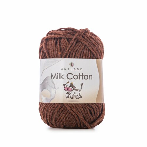 фото Пряжа для вязания artland milk cotton 3 мотка (100 м, 50 гр), цвет 56 коричневый