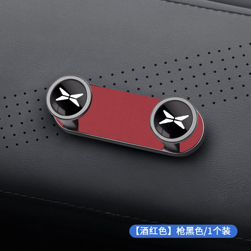 Скрытый металлический крюк для приборной панели Xpeng P7/X9/G6/P5/G3/G9 - Темно-серый с красной кожей