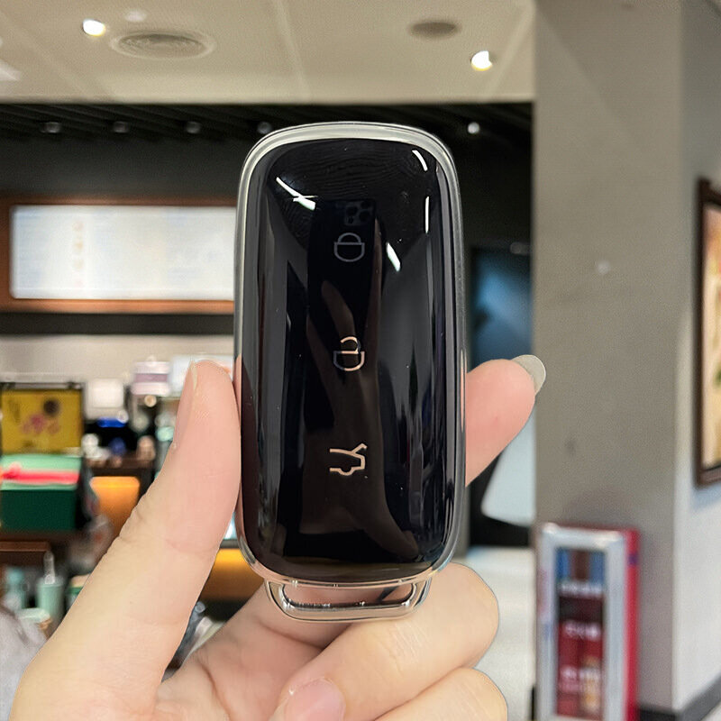 Автомобильный чехол для ключей Geely Galaxy L7/E5/L6/Max Starship E8 из ТПУ, Серебристо-черный, Одинарный