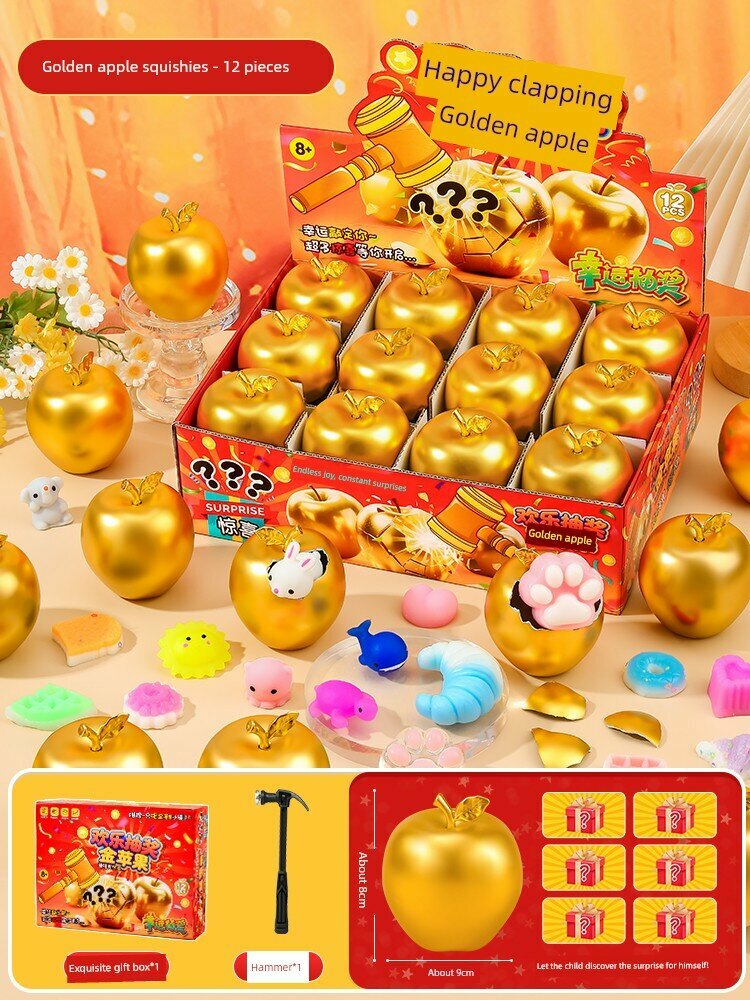 Яблочная сжимаемая игрушечная слепая коробка из 12 больших яиц, включая молоток и подарочную сумку