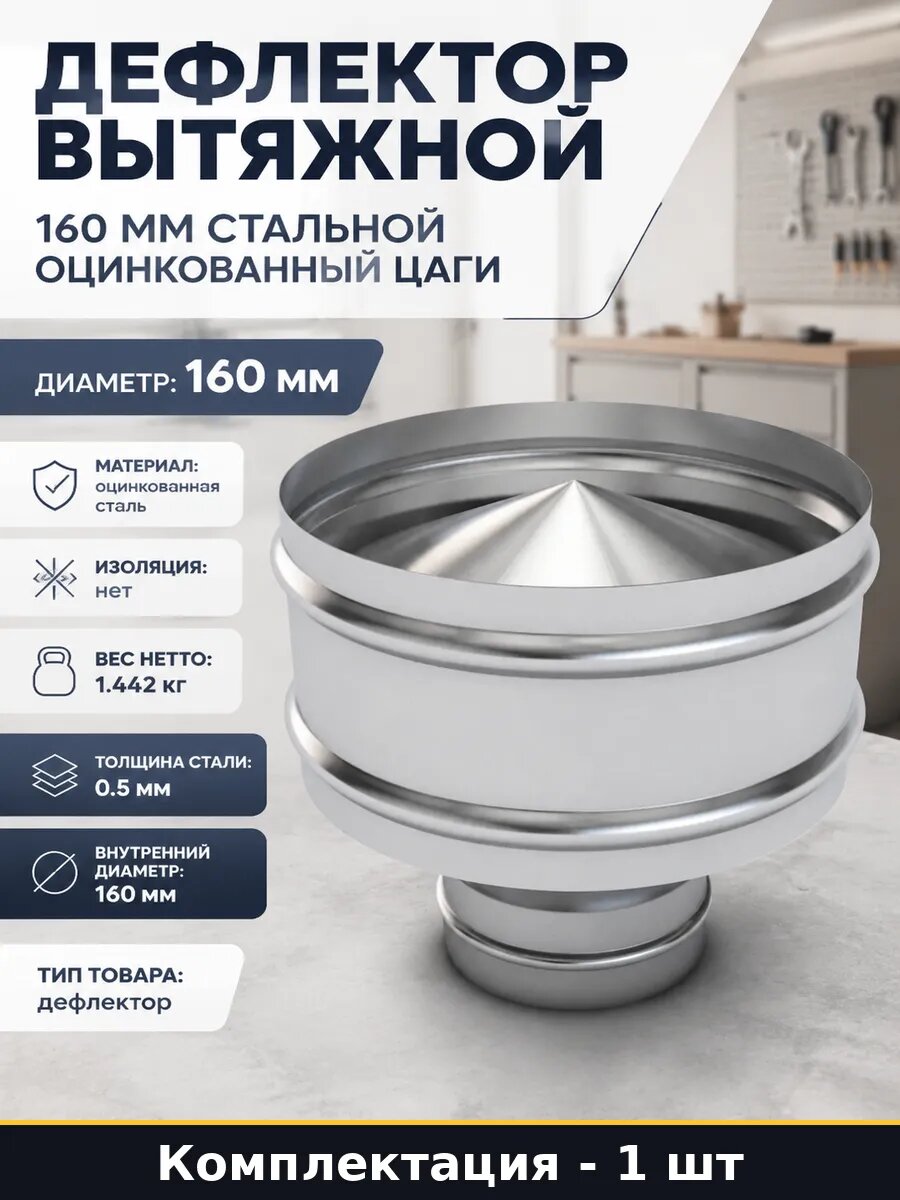 Дефлектор вытяжной 160 мм стальной оцинкованный цаги