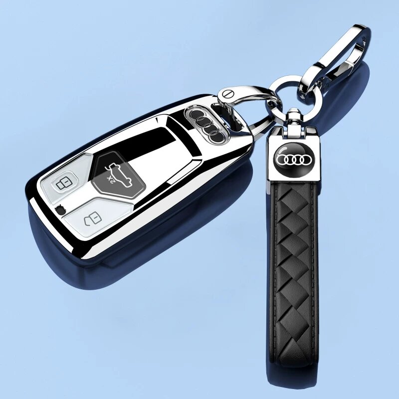 Чехол для ключей Audi Q5L с замком из сукна в ярко-сером цвете - стильный защитный чехол для хранения автомобильных