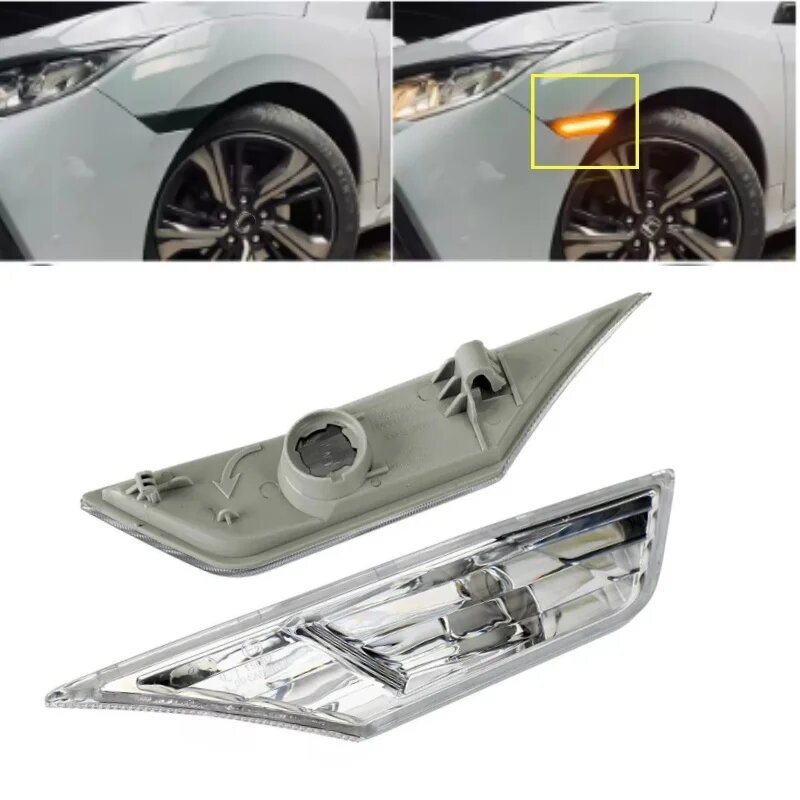 Динамические прозрачные светодиодные боковые габаритные огни для Honda Civic 10-го поколения 2016 2017 2018 2019 2020 2021, указатели поворота Canbus