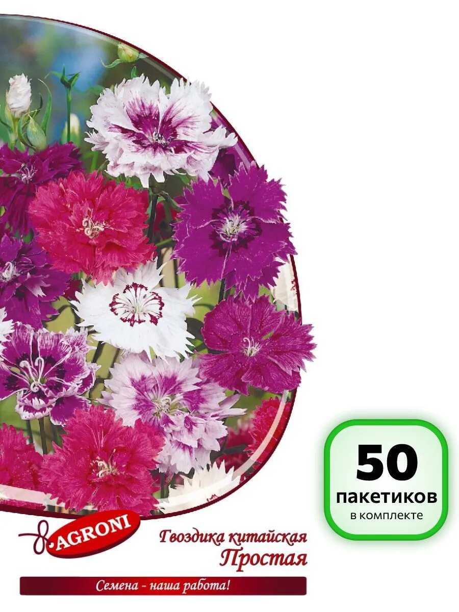 (50 шт.) - Семена Гвоздика китайская простая смесь (0,3г)