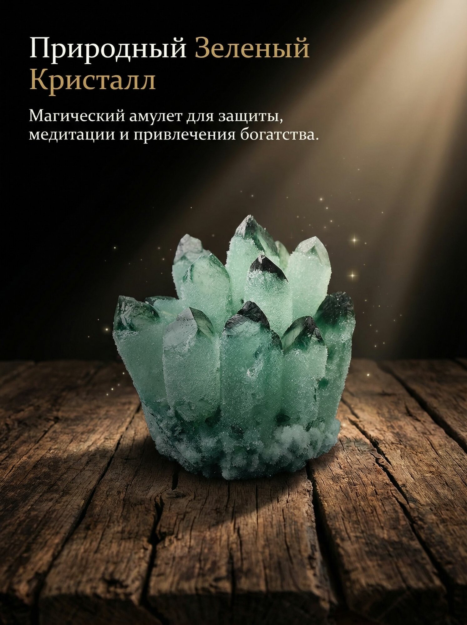 Талисман Оберег/Натуральный зеленый кристалл-природный энергетический камень, 400-500 грамм