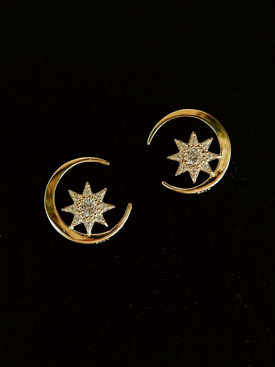 Серьги пусеты MONASHOP, фианит, кристалл