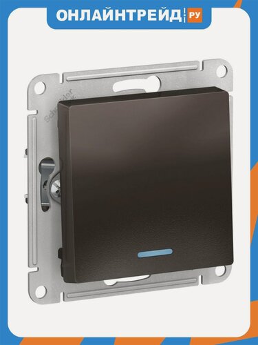 Изображение товара Выключатель 1-клавишный с подсветкой Systeme Electric (schneider Electric) SCHNEIDER ELECTRIC ATLASDESIGN, сх.1а, 10АХ, механизм, мокко, ATN000613