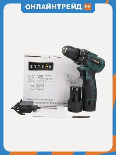 Изображение товара Дрель-шуруповерт аккумуляторная Zitrek Green 12V Plus, 12В, 2х1.5Ач (085-1014)