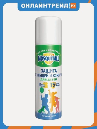 Изображение товара Аэрозоль Mosquitall Нежная защита от комаров и клещей, для детей, 150 мл