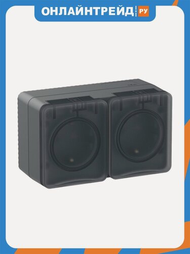 Изображение товара Розетка Systeme Electric (schneider Electric) SCHNEIDER ELECTRIC AtlasDesign PROFI IP54 O/У двойная, с заземлением, со шторками, 16А, 250B, Антрацит, ATN544026