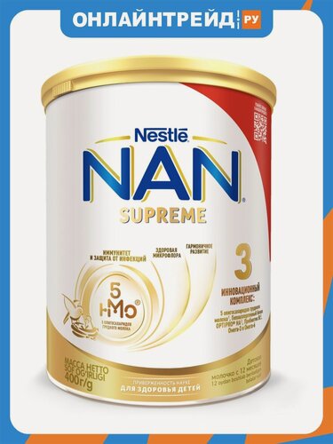 Изображение товара Молочная смесь Nan 3 SUPREME детское молочко с олигосахаридами для защиты от инфекций 400 г с 12 мес