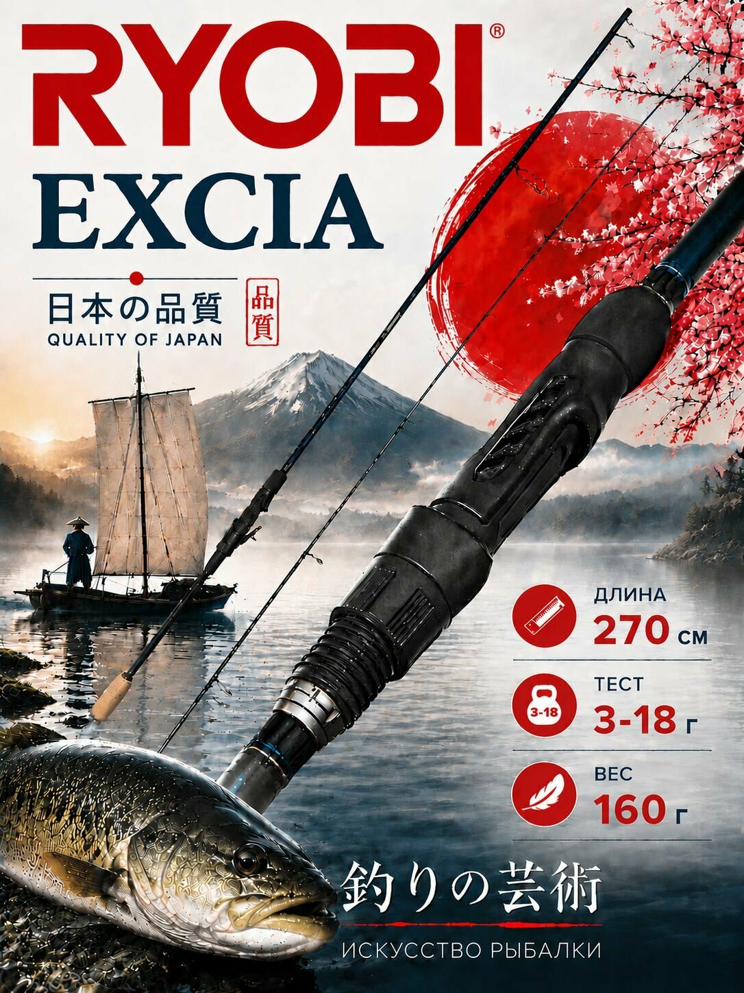 Спиннинг RYOBI EXCIA штекерный 2,70m 03-18g IM9