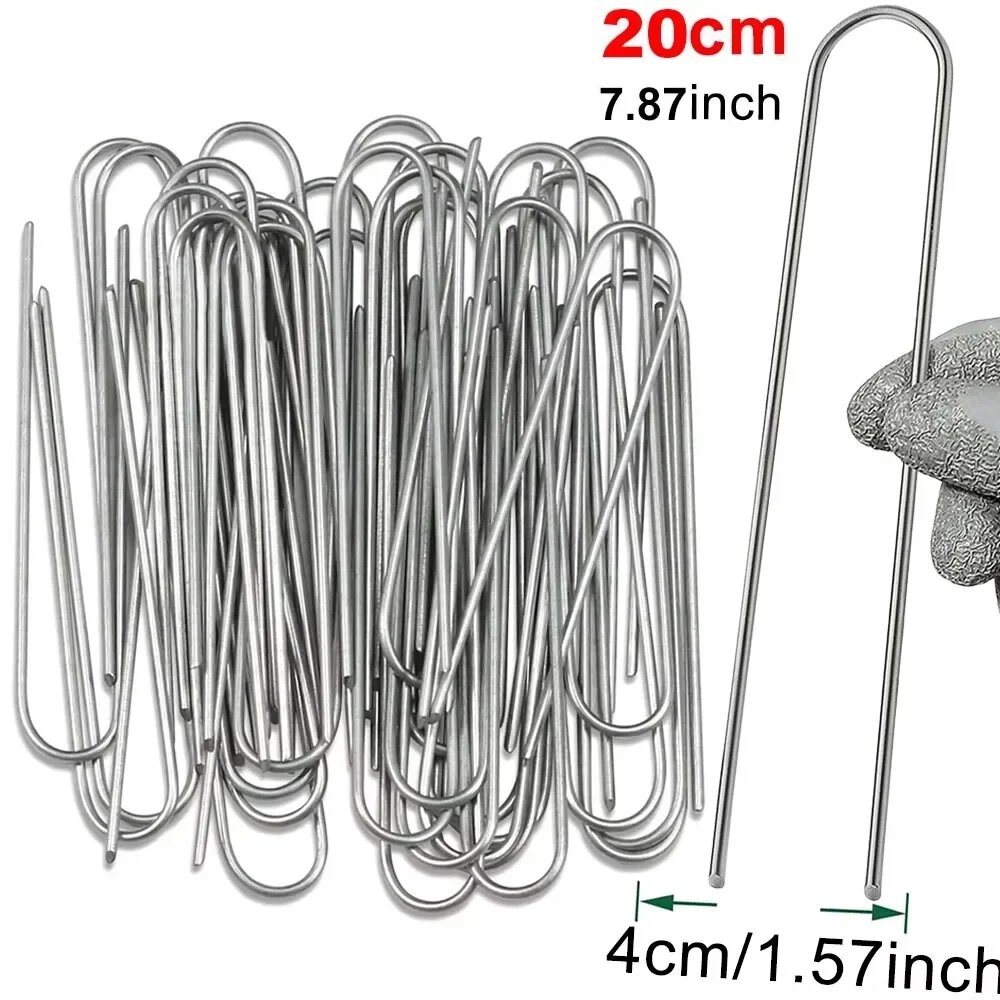 Нержавеющие скобы для травы 4x20 см, 50 шт