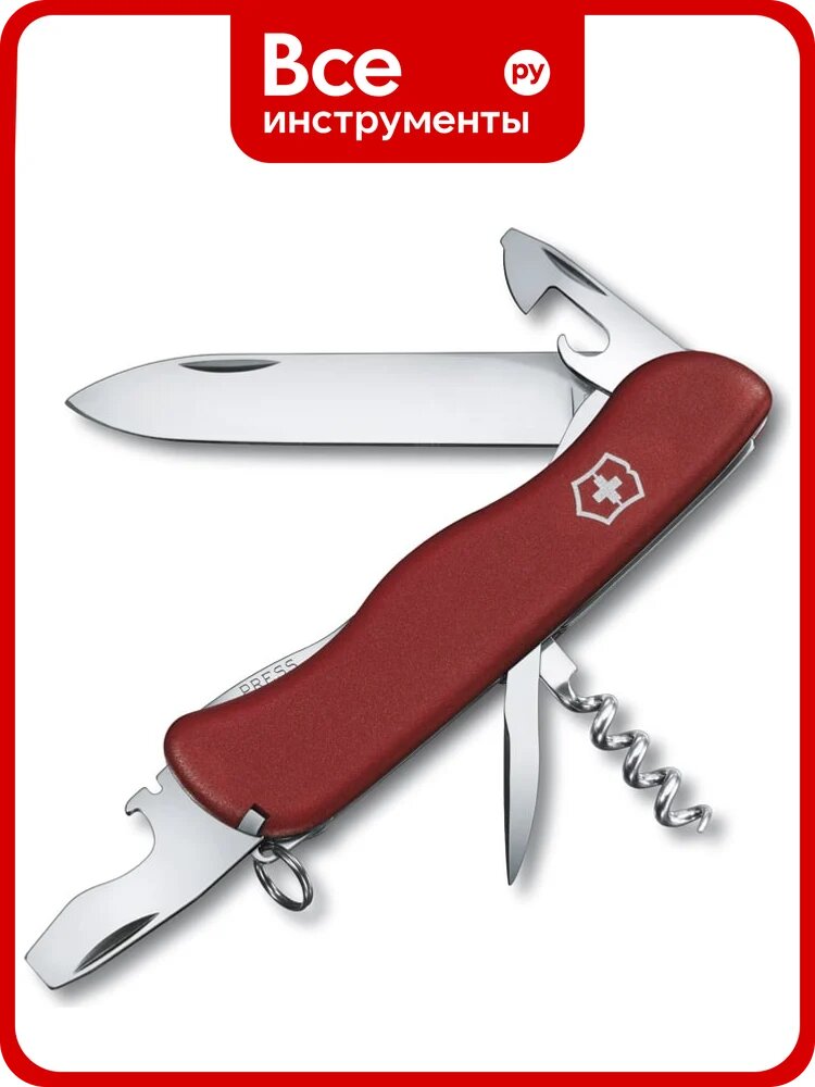 Туристический нож VICTORINOX "Picknicker", складной, нержавеющая сталь, 11 функций, красный