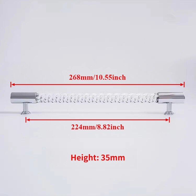 Ручки для мебели латунные, серебристые, Hole spacing 224mm