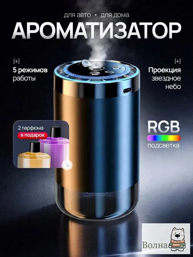 Ароматизатор автомобильный, стандартный, освежающий, 50 мл, RGB, 2 шт