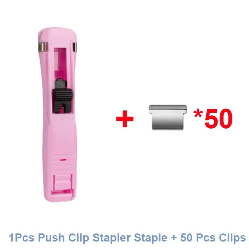 Пластиковый степлер Pink With 50 Clips