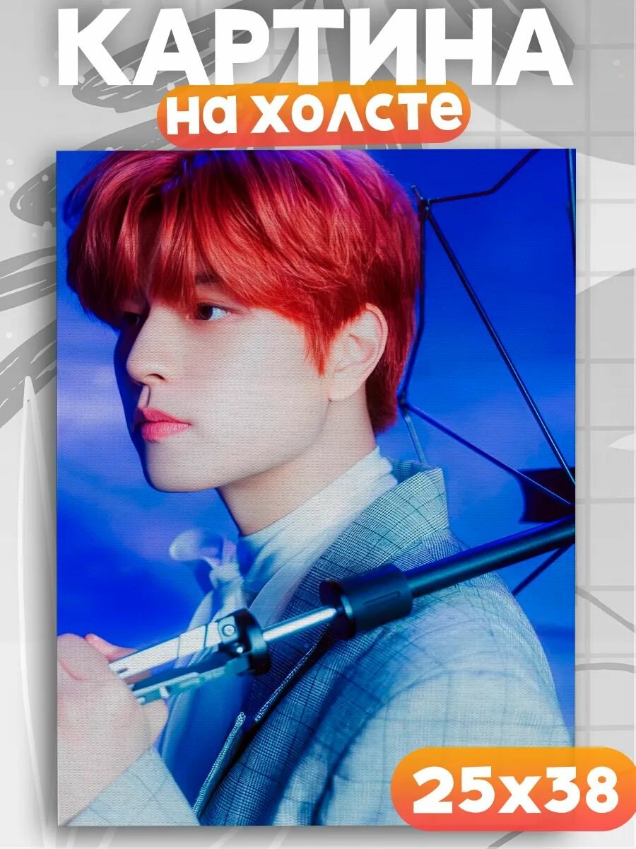 Картина на стену Сынмин Stray kids кпоп, на подрамнике, 1шт, 38х25 размер.